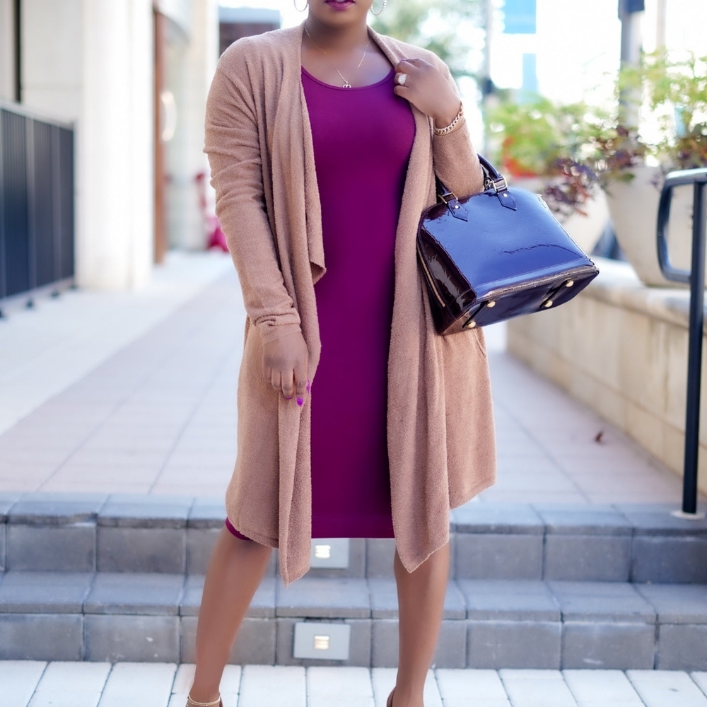 Draped Open Front Cardigan Sweater